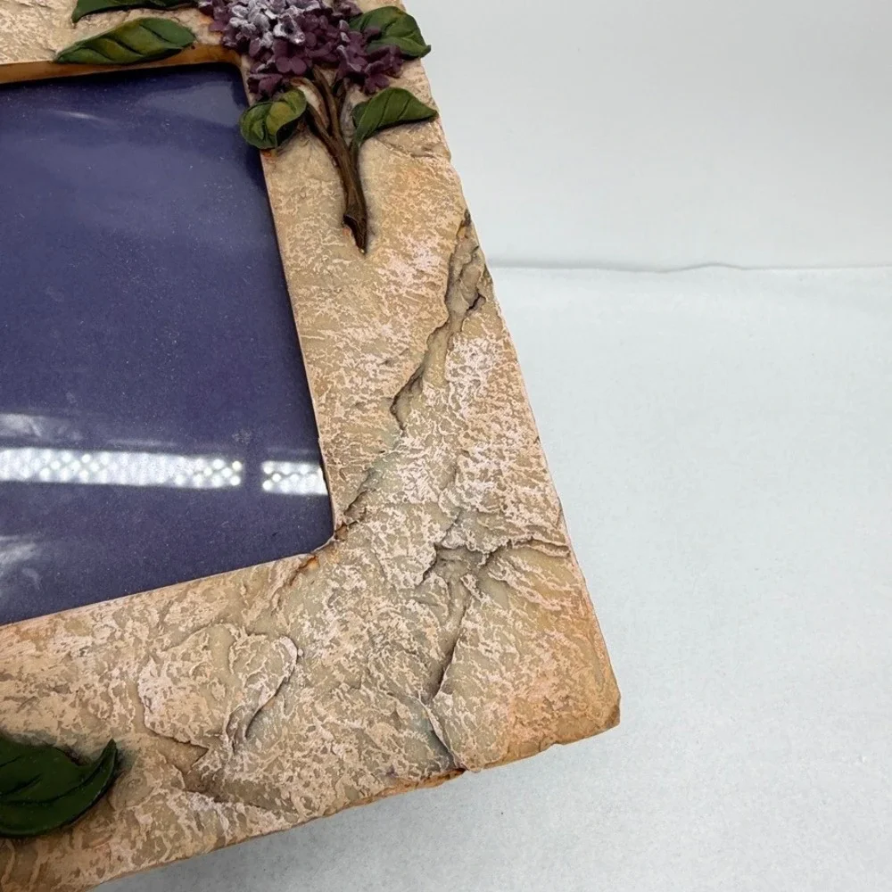 Picture Frame 3D Raised Lilac Flower Floral Stone‎ Texture Cottagecore Decor